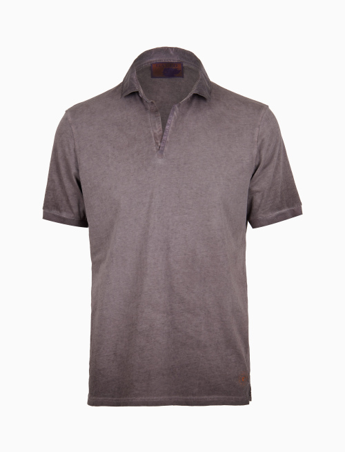 Men's plain dyed brown short-sleeved cotton polo - Past Season | Gallo 1927 - Official Online Shop