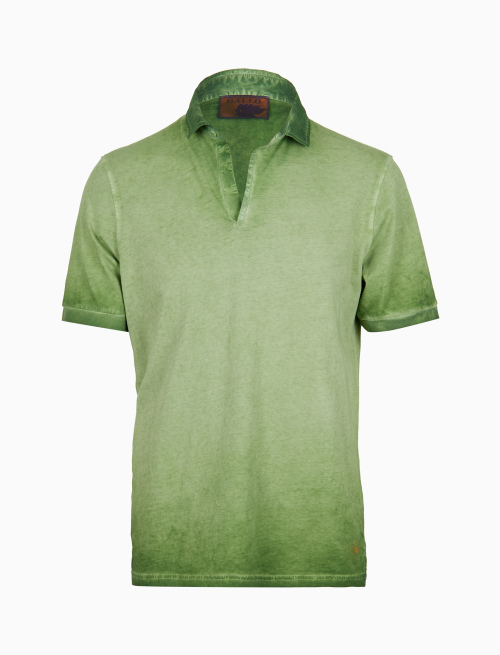 Men's plain dyed green short-sleeved cotton polo - Man | Gallo 1927 - Official Online Shop