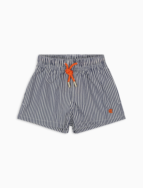 Kids' blue polyester swim shorts with seersucker motif - Beachwear | Gallo 1927 - Official Online Shop