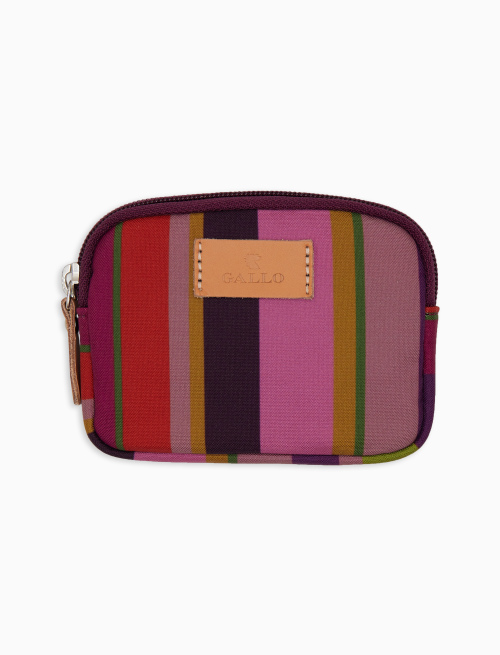 Small unisex purple pouch with multicoloured stripes - Small Leather Goods | Gallo 1927 - Official Online Shop