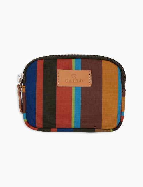 Small unisex green pouch with multicoloured stripes - Small Leather Goods | Gallo 1927 - Official Online Shop