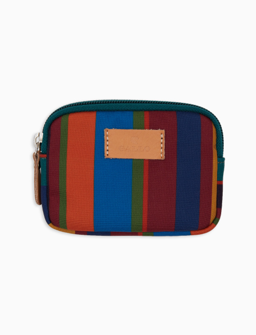 Small unisex blue pouch with multicoloured stripes - Small Leather Goods | Gallo 1927 - Official Online Shop