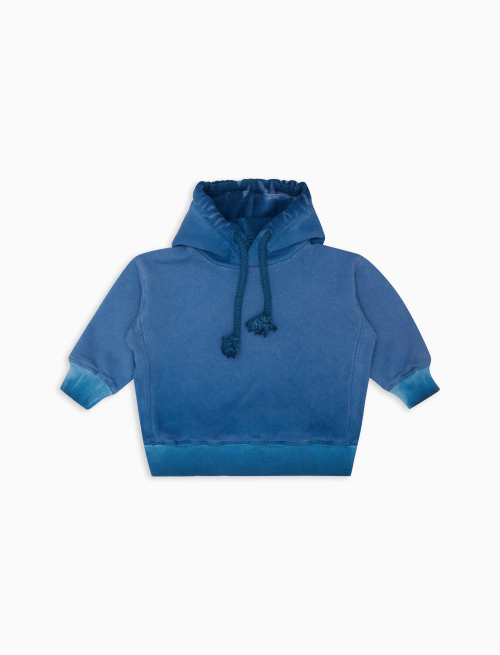 Kids' plain dyed sorgente blue cotton hoodie - Sales 40 | Gallo 1927 - Official Online Shop