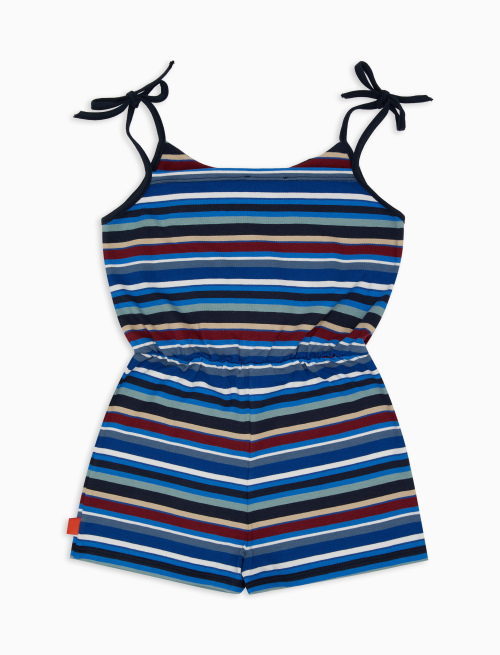 Tuta corta bambina cotone blu royal righe multicolor - Black Friday Bambino | Gallo 1927 - Official Online Shop
