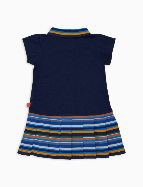 Vestito polo bambina cotone tinta unita colletto gonna multicolor blu - Abbigliamento | Gallo 1927 - Official Online Shop