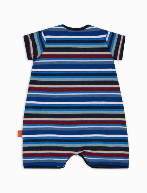 Kids' royal blue cotton romper with multicoloured stripes - Black Friday Kids | Gallo 1927 - Official Online Shop
