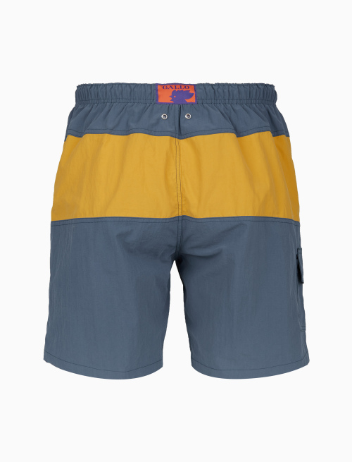 Plain blue men's swimming boxer shorts with contrasts - Man | Gallo 1927 - Official Online Shop