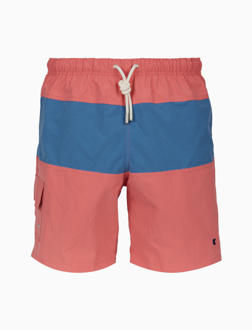 Plain pink men's swimming boxer shorts with contrasts - Man | Gallo 1927 - Official Online Shop