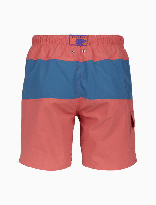 Plain pink men's swimming boxer shorts with contrasts - Man | Gallo 1927 - Official Online Shop