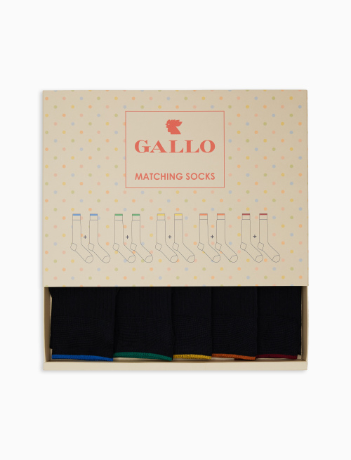 Box of matching long plain blue cotton socks for men - Socks | Gallo 1927 - Official Online Shop