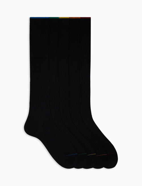 Box of matching long plain blue cotton socks for men - Long | Gallo 1927 - Official Online Shop