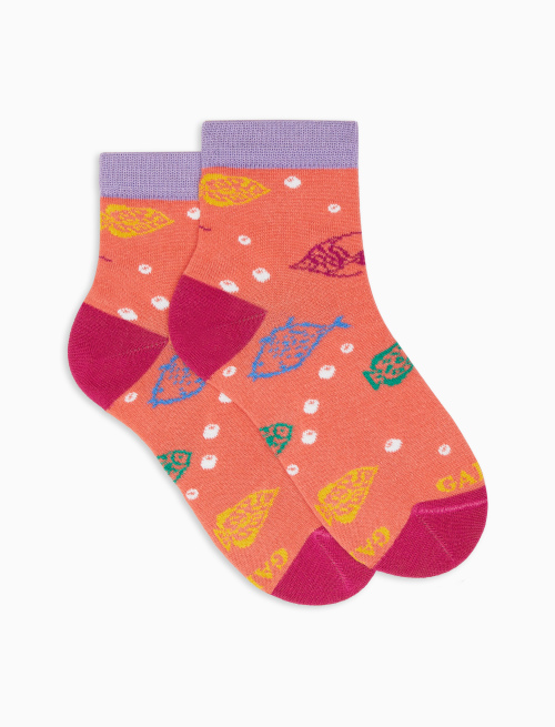 Kids' low-cut gerbera lightweight cotton socks with fish motif - Super short | Gallo 1927 - Official Online Shop