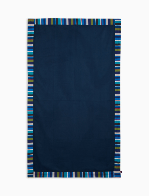 Telo mare unisex tinta unita e bordo righe multicolor blu - Beachwear | Gallo 1927 - Official Online Shop