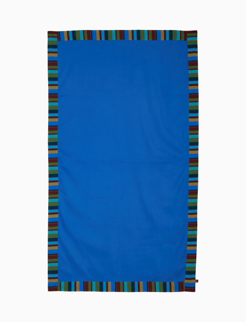 Telo mare unisex tinta unita e bordo righe multicolor azzurro - Beachwear | Gallo 1927 - Official Online Shop