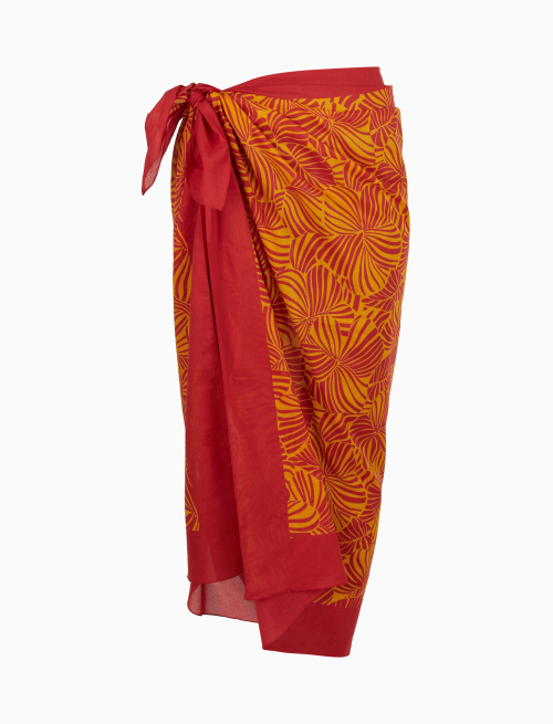 Women's narcissus yellow cotton sarong with large floral pattern - Second Selection | Gallo 1927 - Official Online Shop