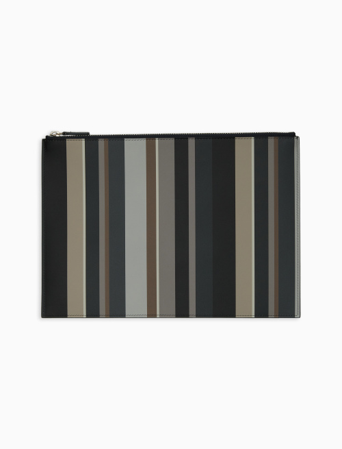 Unisex black leather pouch with multicoloured stripes - Small Leather Goods | Gallo 1927 - Official Online Shop