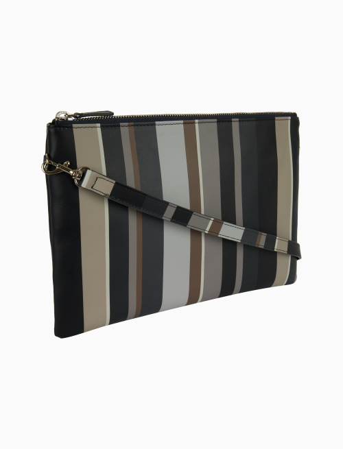 Women's black leather clutch with multicoloured stripes - Bags | Gallo 1927 - Official Online Shop
