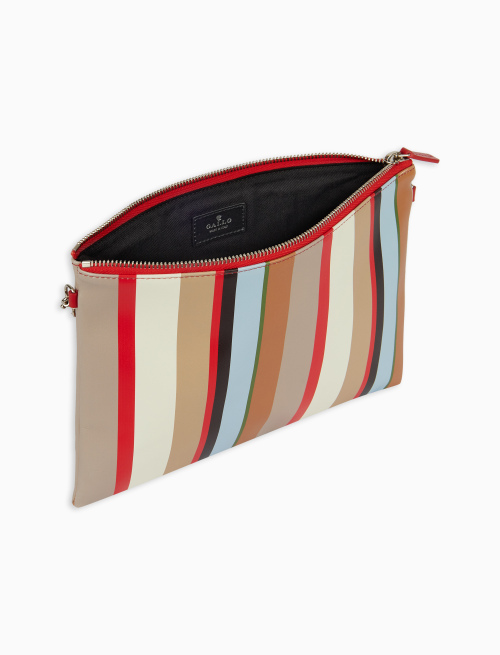 Women's biscuit leather clutch with multicoloured stripes - Black Friday | Gallo 1927 - Official Online Shop