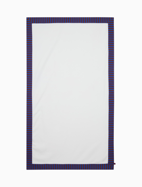 Unisex plain white polyester beach towel, carbon paper blue two-tone striped canvas edge - Portofino | Gallo 1927 - Official Online Shop