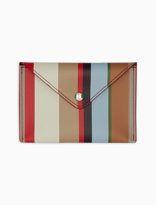 Unisex biscuit leather credit card holder with multicoloured stripes - Portofino | Gallo 1927 - Official Online Shop