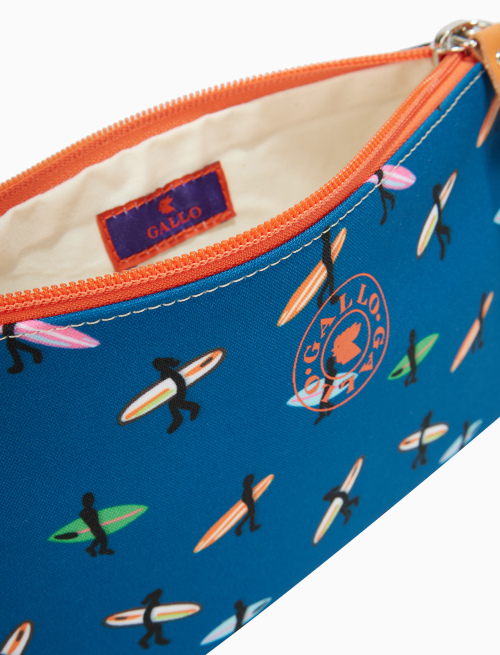 Contemporary unisex Danube blue polyester pouch with surfer motif - Black Friday Man | Gallo 1927 - Official Online Shop
