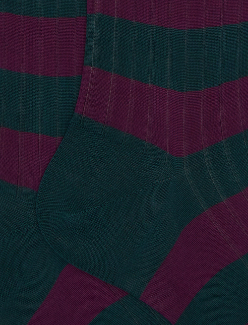 Men's long green ribbed cotton socks with two-tone stripes - New In | Gallo 1927 - Official Online Shop
