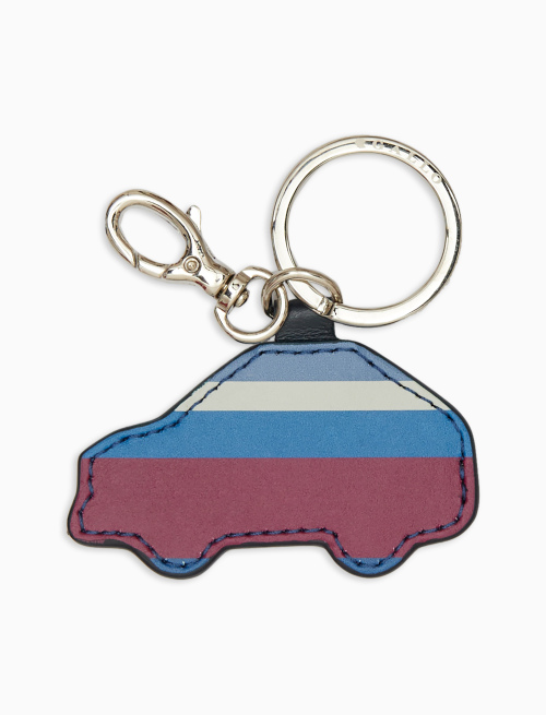 Unisex royal blue leather car key ring with multicoloured stripes - Small Leather goods | Gallo 1927 - Official Online Shop