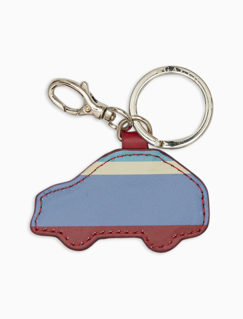 Unisex royal blue leather car key ring with multicoloured stripes - Taormina | Gallo 1927 - Official Online Shop