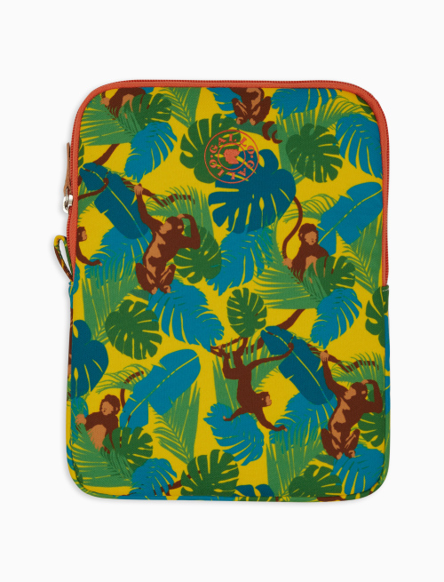 Unisex narcissus yellow polyester tablet case with monkey motif - Small Leather goods | Gallo 1927 - Official Online Shop