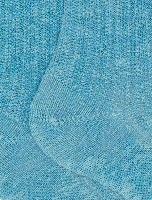 Short unisex plain light blue ribbed cotton socks with striped cuffs - Black Friday Man | Gallo 1927 - Official Online Shop
