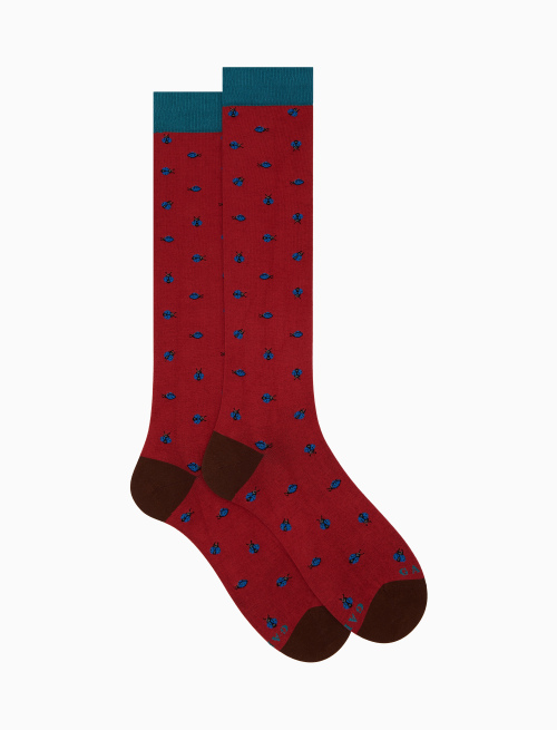 Women's long red cotton socks with ladybird motif - Long | Gallo 1927 - Official Online Shop