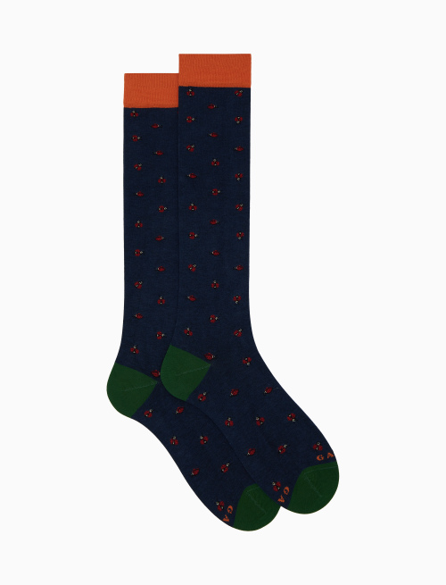 Women's long blue cotton socks with ladybird motif - Gift ideas | Gallo 1927 - Official Online Shop