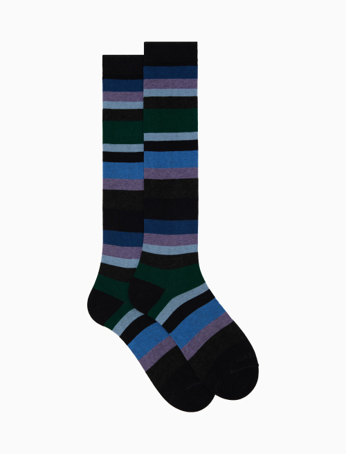 Men's long blue cotton socks with stripes in seven colours - New in | Gallo 1927 - Official Online Shop