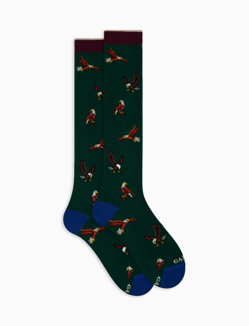 Women's long green cotton socks with eagle motif - The FW Edition | Gallo 1927 - Official Online Shop