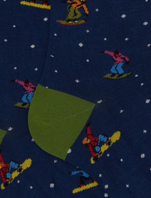 Men's short blue cotton socks with snowboard motif - Black Friday Man | Gallo 1927 - Official Online Shop