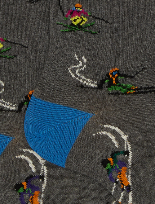 Men's short grey cotton socks with skier motif - Black Friday Man | Gallo 1927 - Official Online Shop