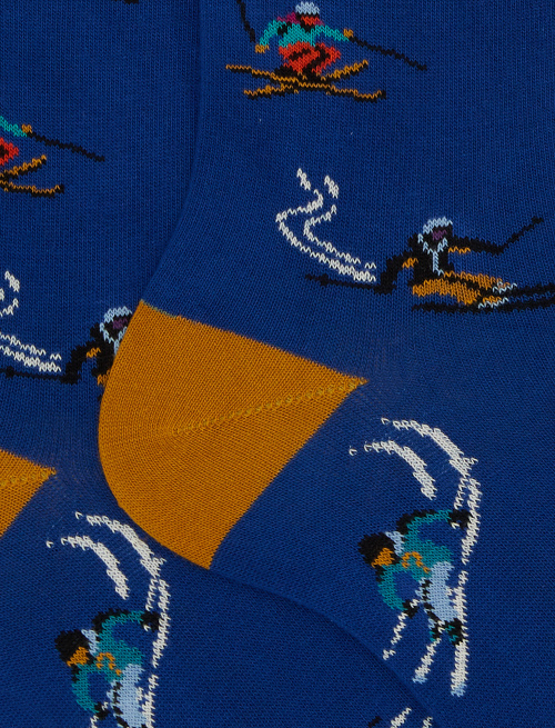 Men's short blue cotton socks with skier motif - Black Friday Man | Gallo 1927 - Official Online Shop
