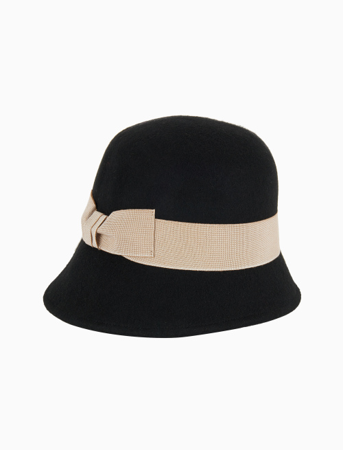 Women's plain black felt cloche hat - Hats | Gallo 1927 - Official Online Shop