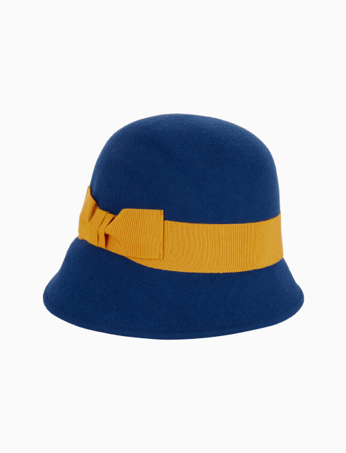 Women's plain blue felt cloche hat - Hats | Gallo 1927 - Official Online Shop