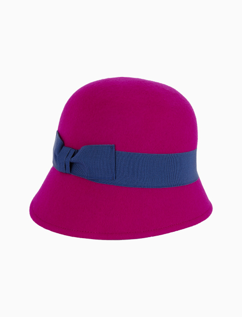 Women's plain fuchsia felt cloche hat - Hats | Gallo 1927 - Official Online Shop