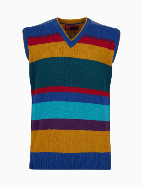 Gilet uomo lana, viscosa e cashmere blu righe multicolor - Abbigliamento | Gallo 1927 - Official Online Shop