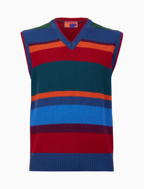 Gilet uomo lana, viscosa e cashmere blu righe multicolor - Multicolor | Gallo 1927 - Official Online Shop