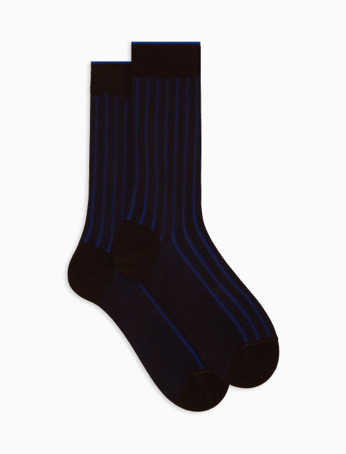 Women’s short brown plated cotton socks with wide rib stitch - Woman | Gallo 1927 - Official Online Shop