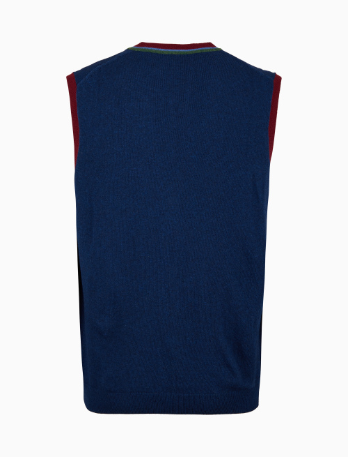 Men's plain blue wool, viscose and cashmere vest with buttons - Abbigliamento | Gallo 1927 - Official Online Shop