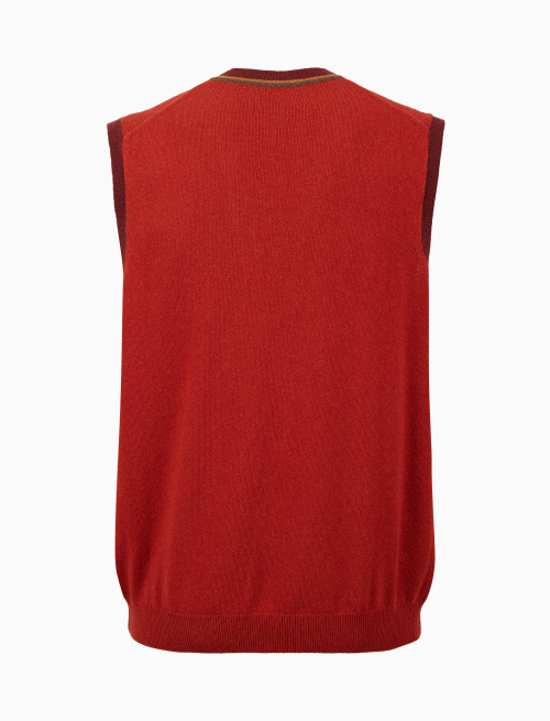 Men's plain yellow wool, viscose and cashmere vest with buttons - Clothing | Gallo 1927 - Official Online Shop