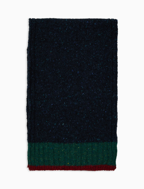 Men's plain blue wool scarf with contrasting edge - Accessories | Gallo 1927 - Official Online Shop