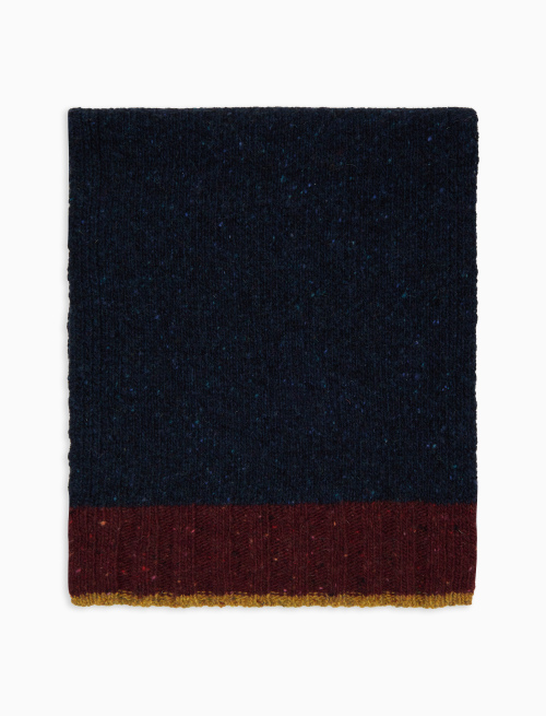 Men's plain blue wool scarf with contrasting edge - Scarves | Gallo 1927 - Official Online Shop