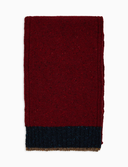 Men's plain burgundy wool scarf with contrasting edge - Accessories | Gallo 1927 - Official Online Shop