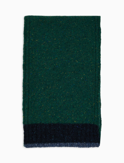 Men's plain green wool scarf with contrasting edge - Scarves | Gallo 1927 - Official Online Shop
