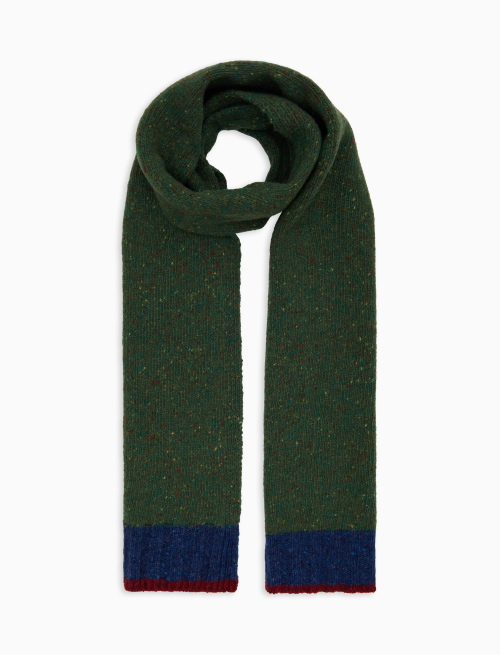 Men's plain green wool scarf with contrasting edge - Scarves | Gallo 1927 - Official Online Shop